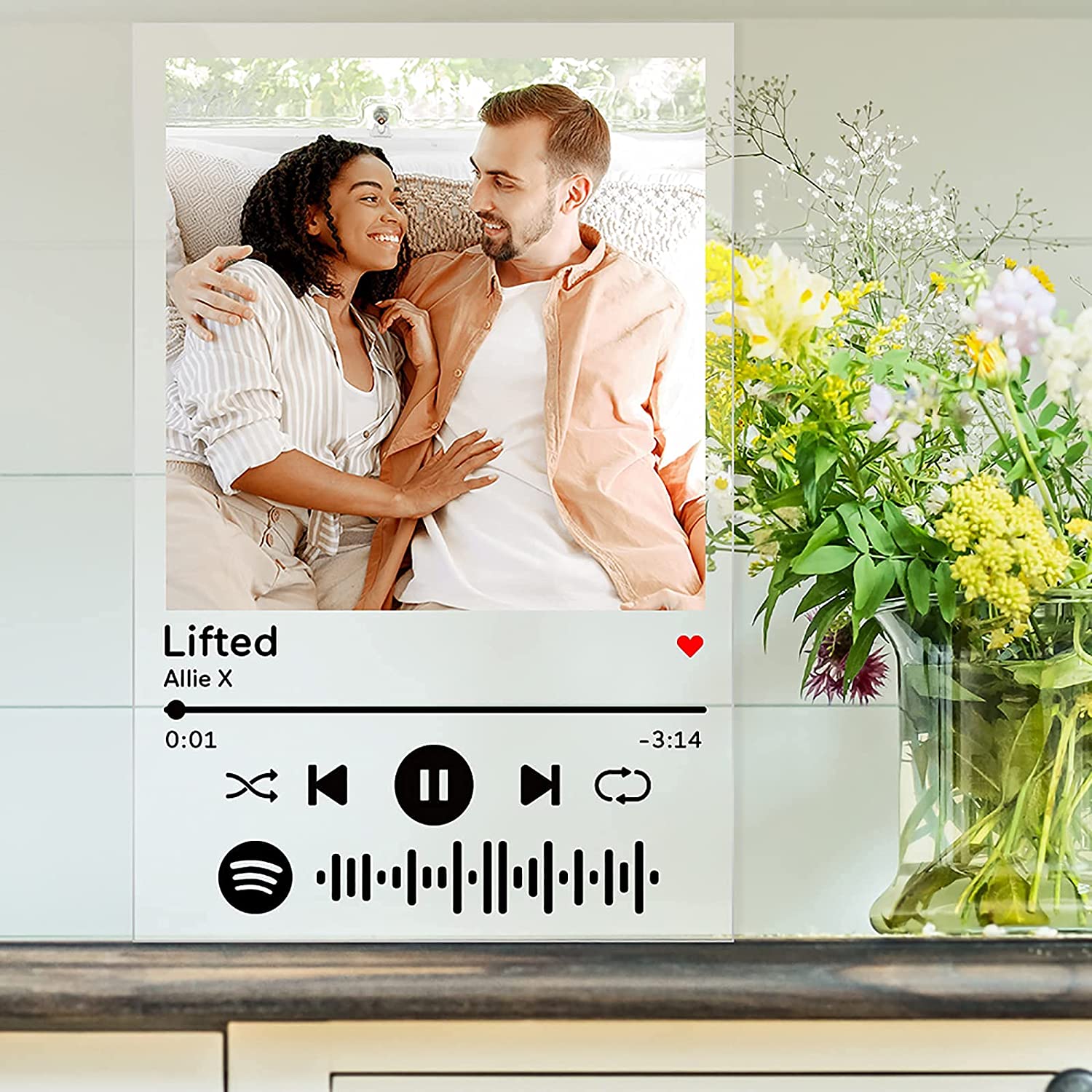 Benutzerdefinierte Spotify Song Code Acryl Plaque Paar Foto Dekorative Plakette Für Ihn