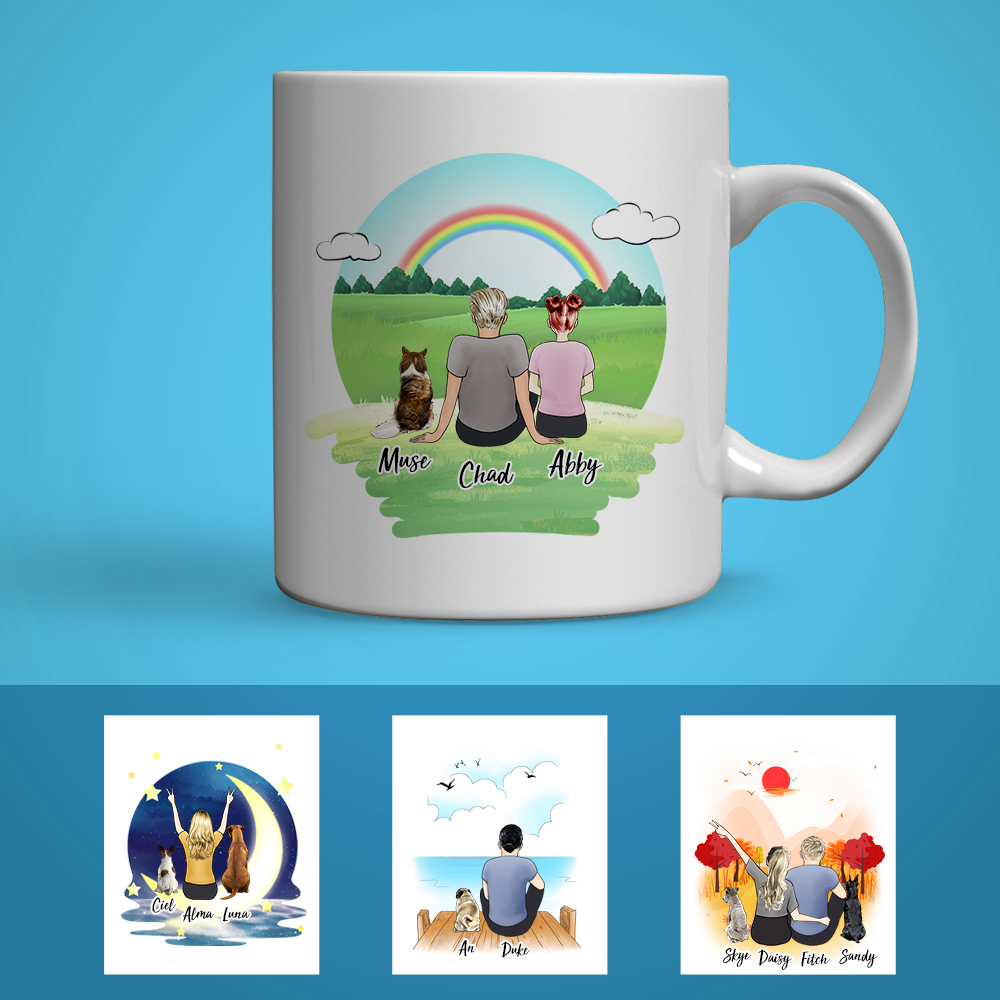 Personalisierte Tasse Paar Tasse mit Haustieren und mir bis zu 5 Personen Online Design