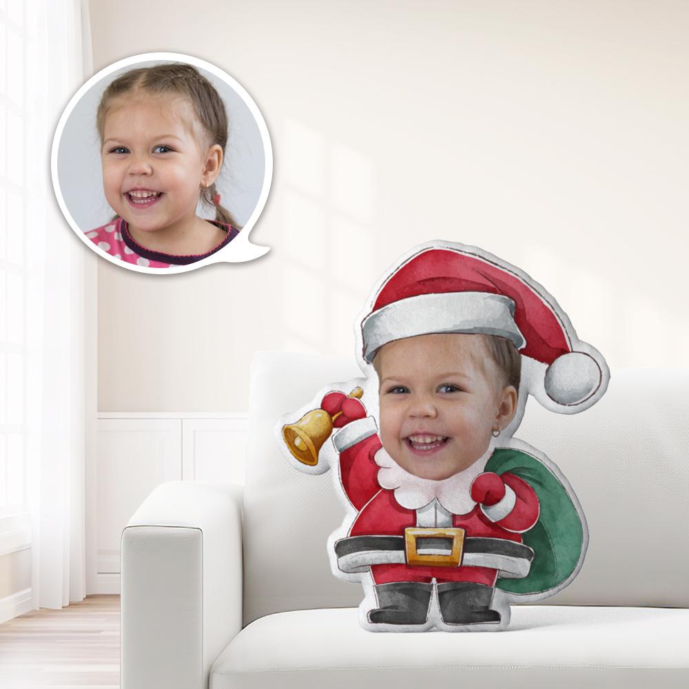 Mini Me Kissen Weihnachtsgeschenk Kissen Weihnachten mit Gesicht Santa Claus mit Glocke