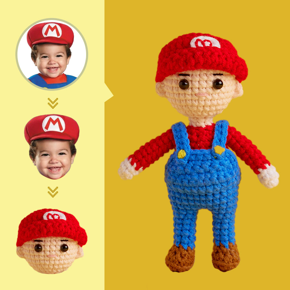 Häkelpuppe Mit Individuellem Gesicht, Personalisierte Geschenke, Handgewebte Minipuppen – Mario - MeineFotoTassen