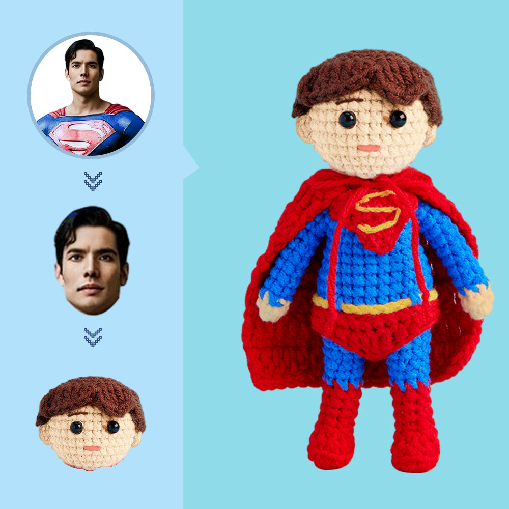 Häkelpuppe Mit Individuellem Gesicht, Personalisierte Geschenke, Handgewebte Minipuppen – Superman - MeineFotoTassen