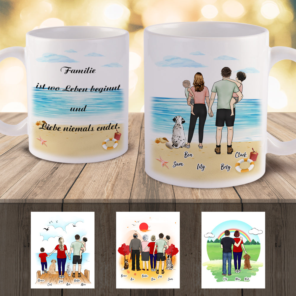 Familiengeschenk personalisierte Tassen Familie Bis zu 6 Personen