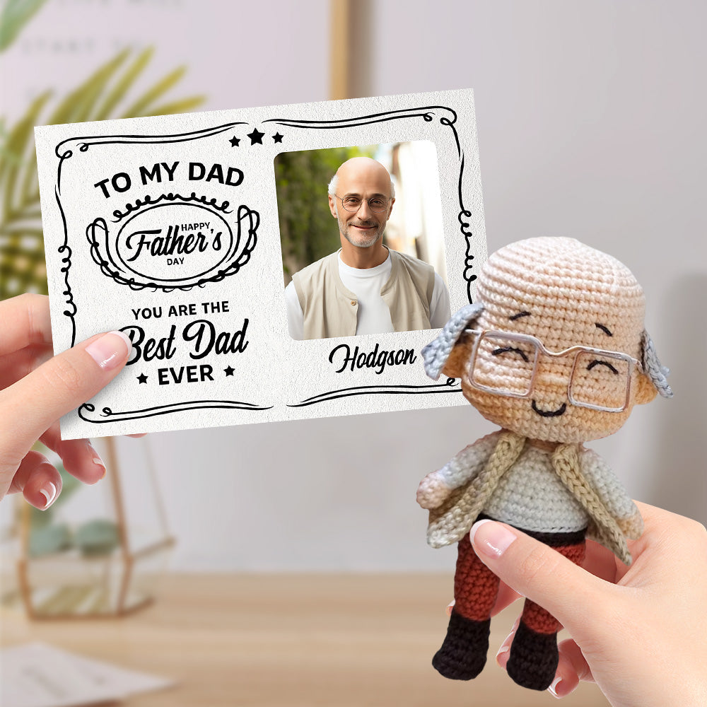 Benutzerdefinierte Häkelpuppe, Handgefertigte Mini-look-alike-puppen Mit Personalisierten Kartengeschenken Für Papa - MeineFotoTassen