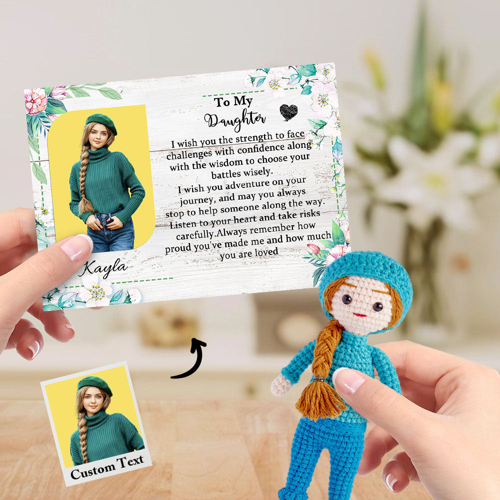 An Meine Tochter: Individuelle Häkelpuppe Vom Foto. Handgefertigte, Gleich Aussehende Puppen Mit Personalisierten Namenskartengeschenken Für Sie - MeineFotoTassen