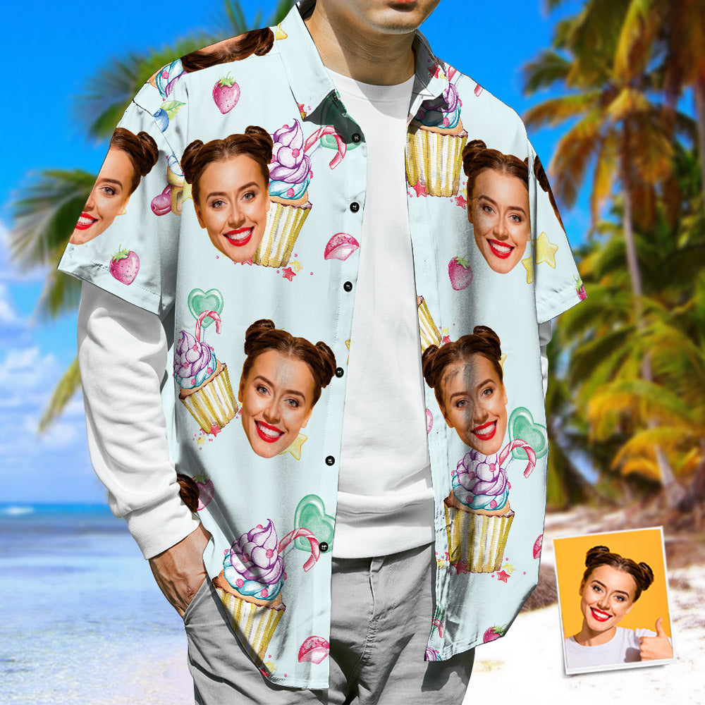 Kundenspezifisches Gesichts-Hawaii-Hemd Personalisierte Eiscreme-Hemden