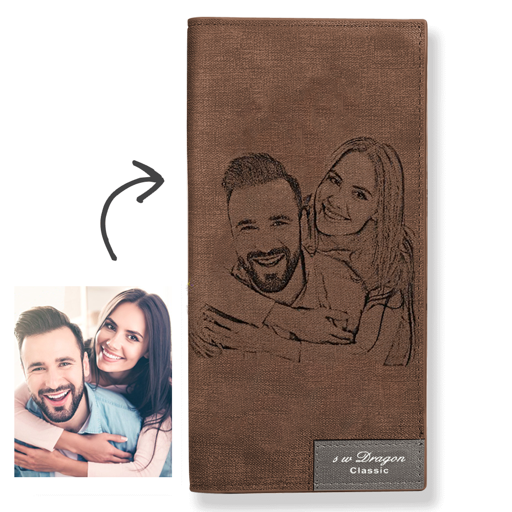 Benutzerdefinierte Fotobrieftasche | Personalisierte Brieftasche | Zweifach gefaltete lange Geldbörse für Paare