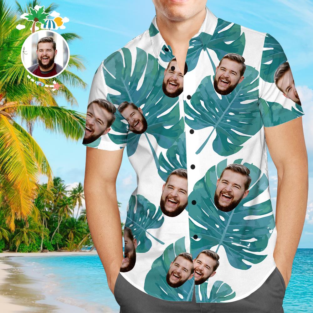 Kundenspezifisches Freundin-Gesichts-Grün lässt Männer ganz über Druck-Hawaii-Hemd