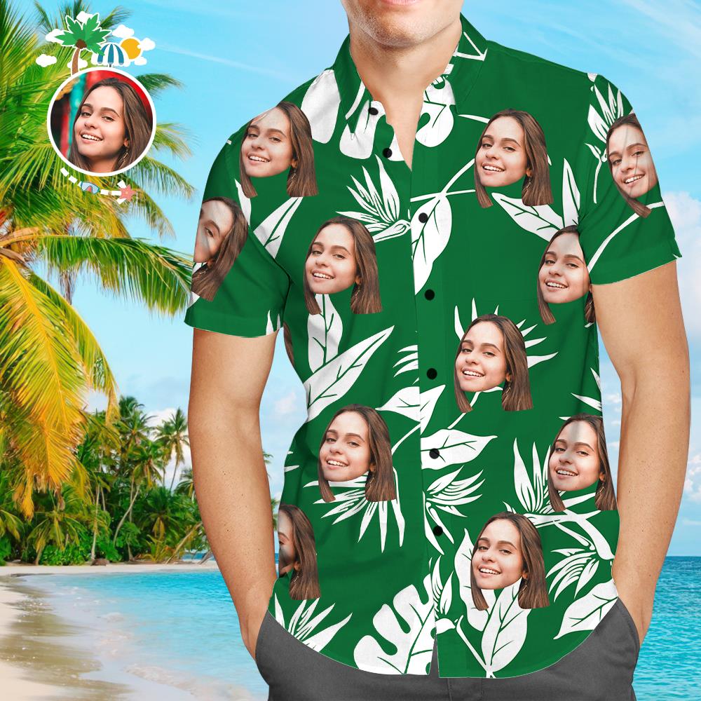 Bedrucktes Hawaiihemd der kundenspezifischen Freundin-Gesichts-Grün-Männer ganz vorbei