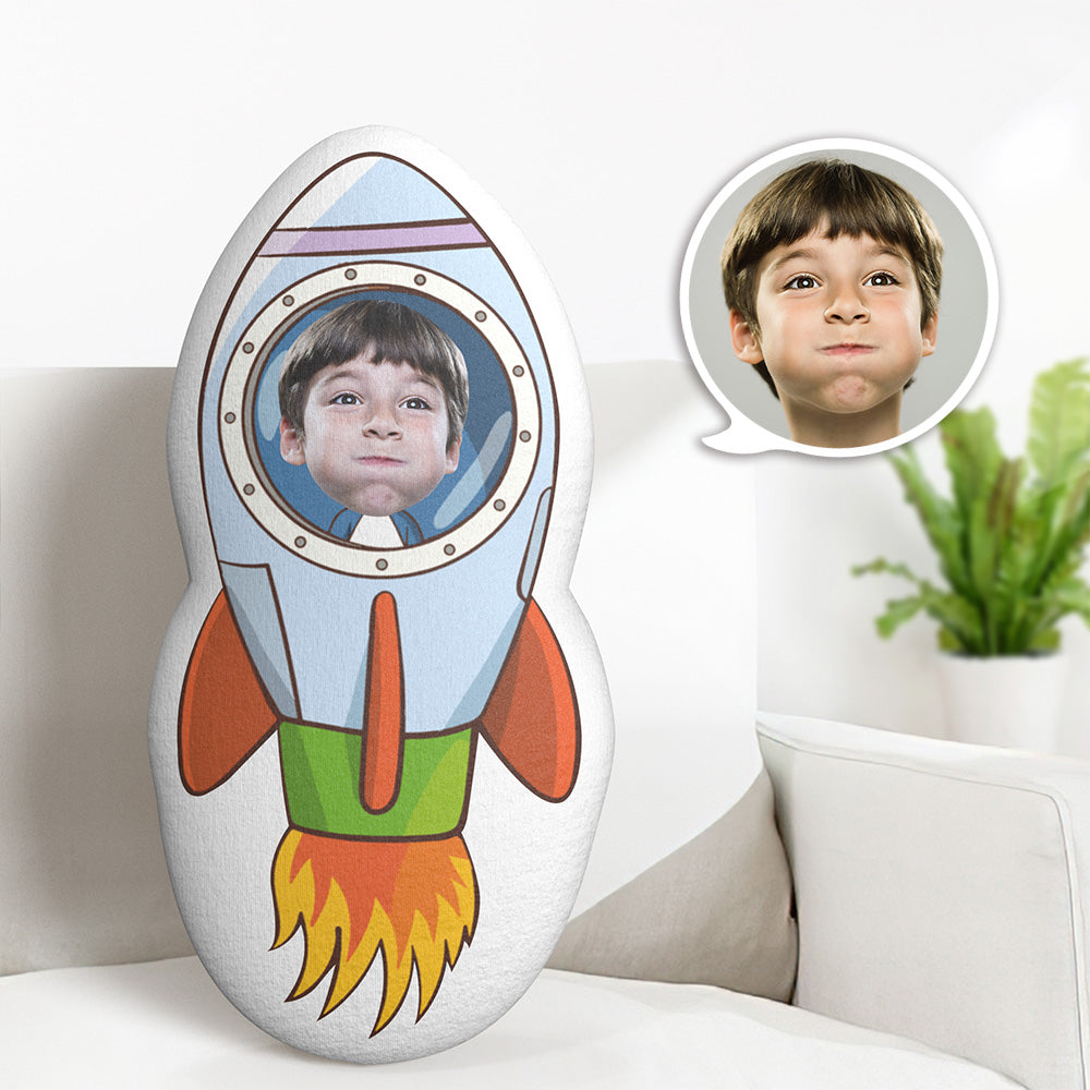 Benutzerdefinierte Gesichtskissen Rakete Astronaut Minime Puppe Personalisierte Fotogeschenke Für Kinder - MeineFotoTassen