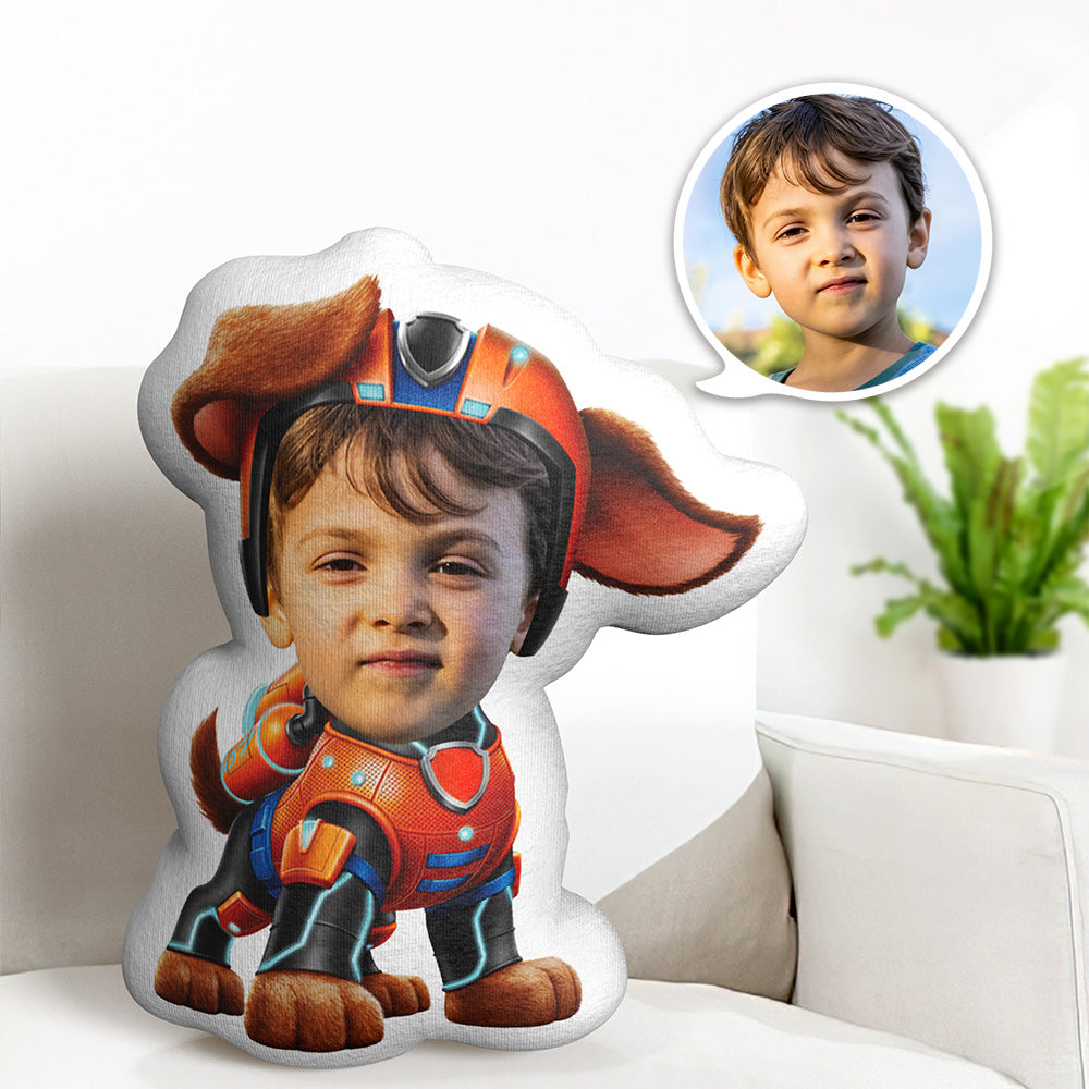 Benutzerdefiniertes Gesichtskissen Minime Orange Suit Dog Doll Personalisierte Fotogeschenke Für Kinder - MeineFotoTassen