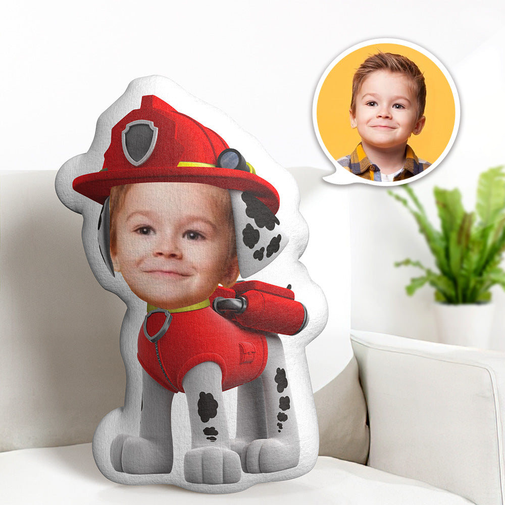 Benutzerdefiniertes Gesichtskissen Minime Dalmatiner Roter Anzug Hundepuppe Personalisierte Fotogeschenke Für Kinder - MeineFotoTassen