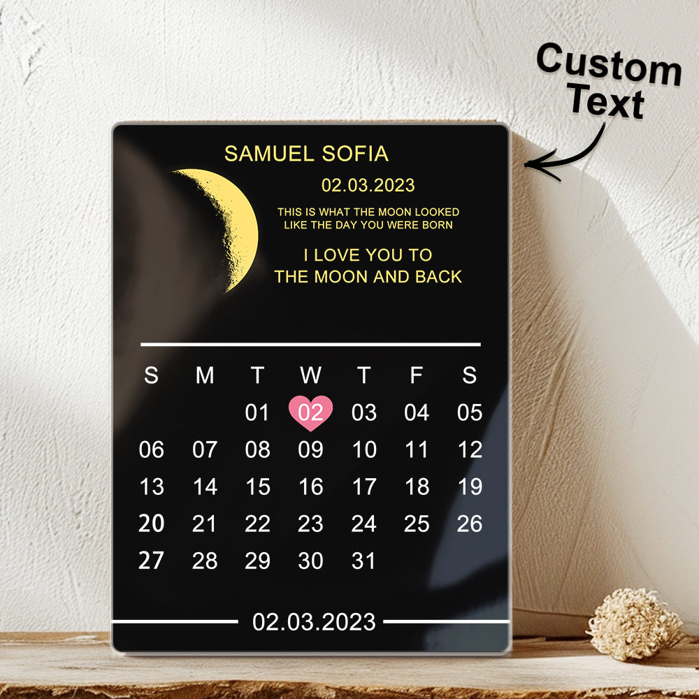 Personalisiertes Mondphasen-schild, Kalender, Schildrahmen, Geschenk Für Paare - MeineFotoTassen