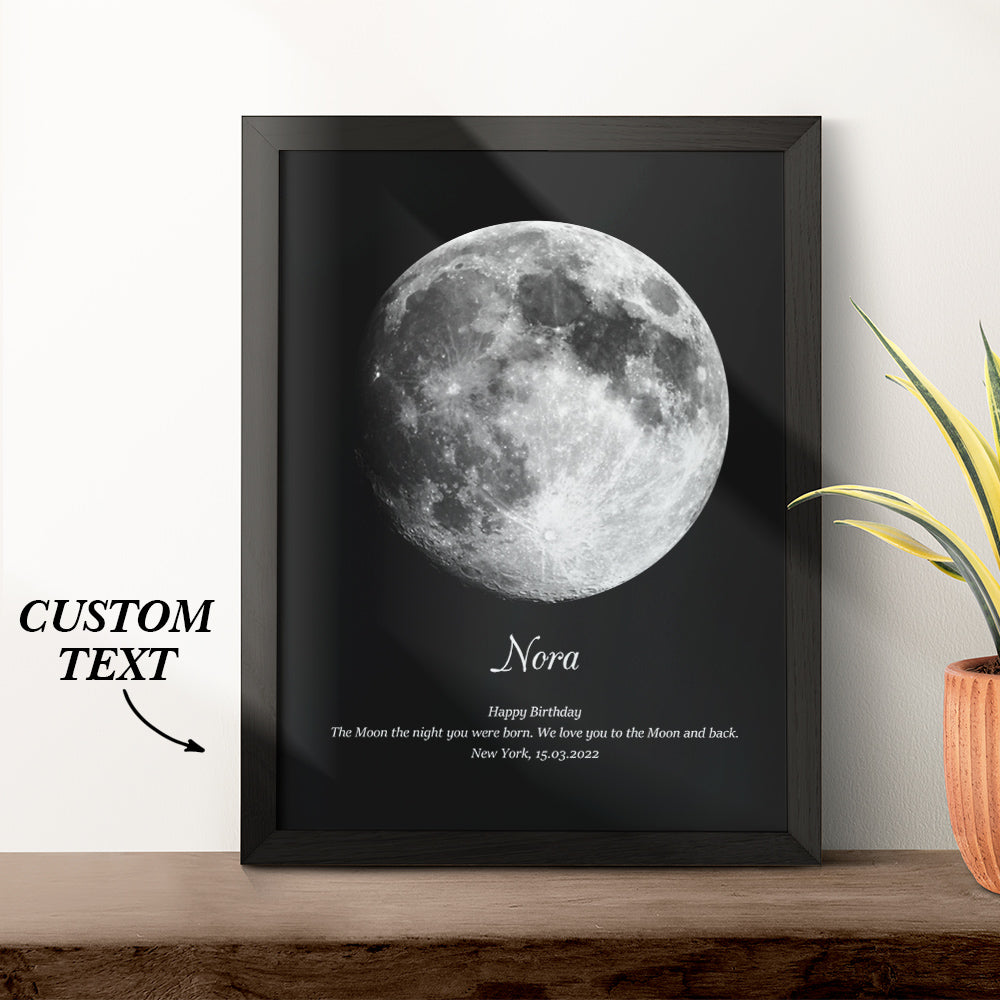 Benutzerdefinierter Mondphasen-holzrahmen Mit Personalisiertem Namen Und Text - MeineFotoTassen