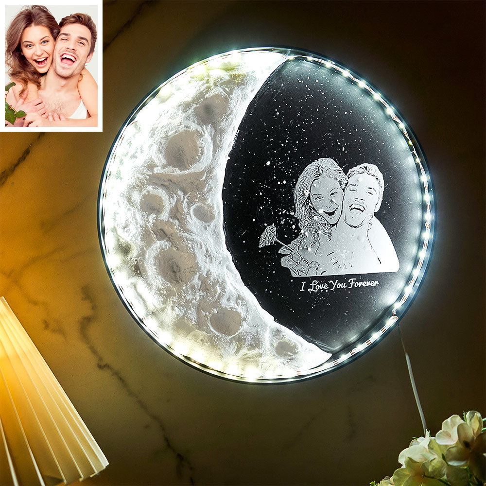 Personalisierte Foto-mondlampe Mit Text, Diy Tonfarbe, Nachtlicht Für Paare - MeineFotoTassen