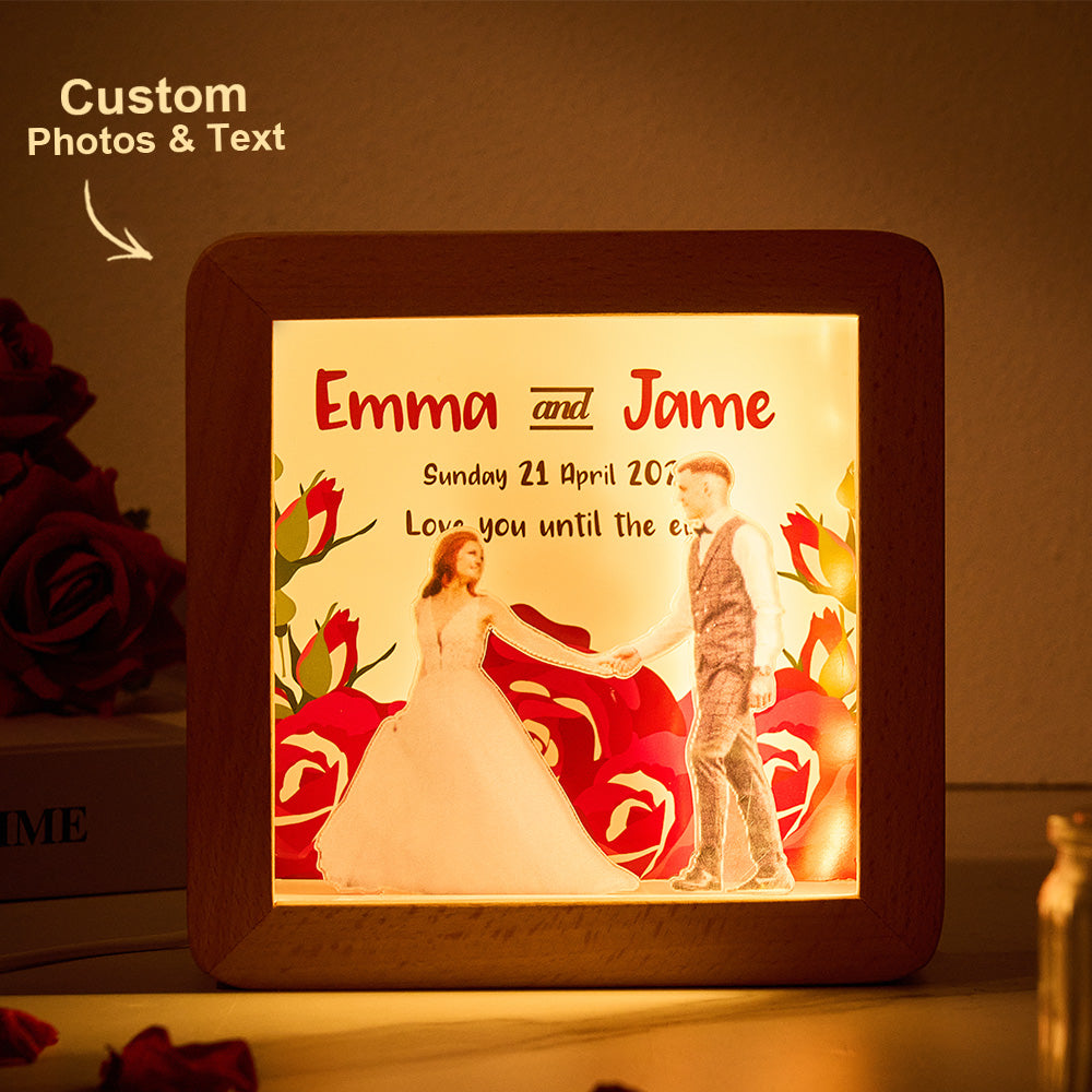 Personalisierter Led-beleuchteter Bilderrahmen Mit Text, Perfektes Geschenk Zum Hochzeitstag Für Paare - MeineFotoTassen