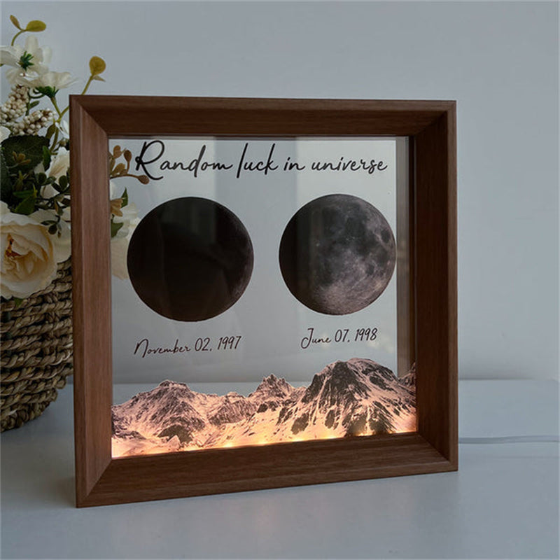 Benutzerdefinierte Mondphasen Led-rahmenlicht Geburt Mond Nachtlicht Geschenke Für Verliebte - MeineFotoTassen