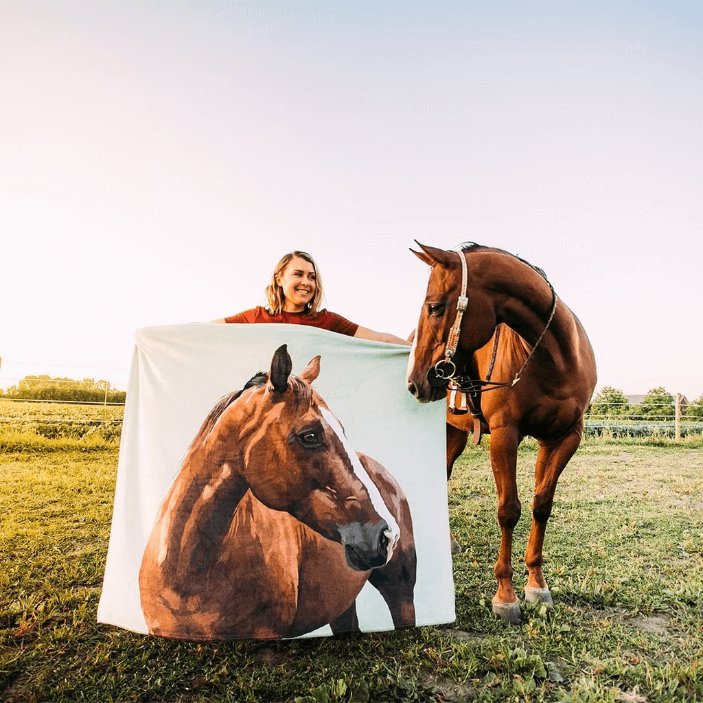 Kundenspezifische Hund Decken Personalisierte Haustier Foto Decken Gemalte Kunst Porträt Wolle Decke Lass dein Pferd auf der Decke