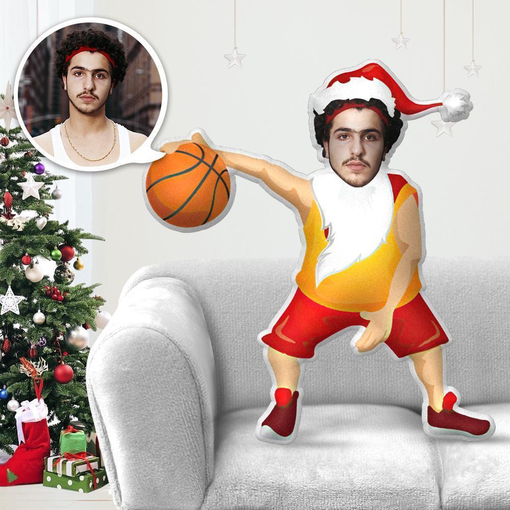 Mini Me Kissen Weihnachtsgeschenk Kissen Weihnachten mit Gesicht Basketball Weihnachtsmann