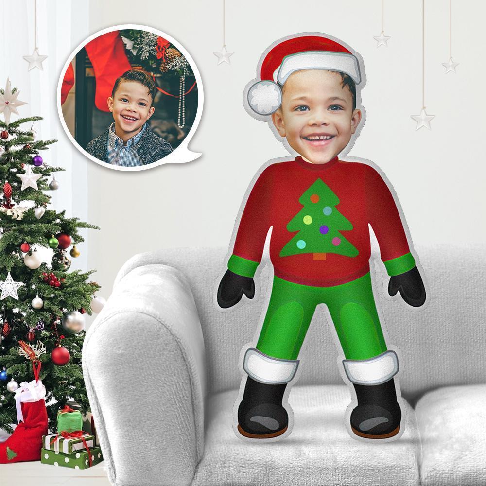 Mini Me Kissen Weihnachtsgeschenk Kissen Weihnachten mit Gesicht Weihnachtskostüm Junge