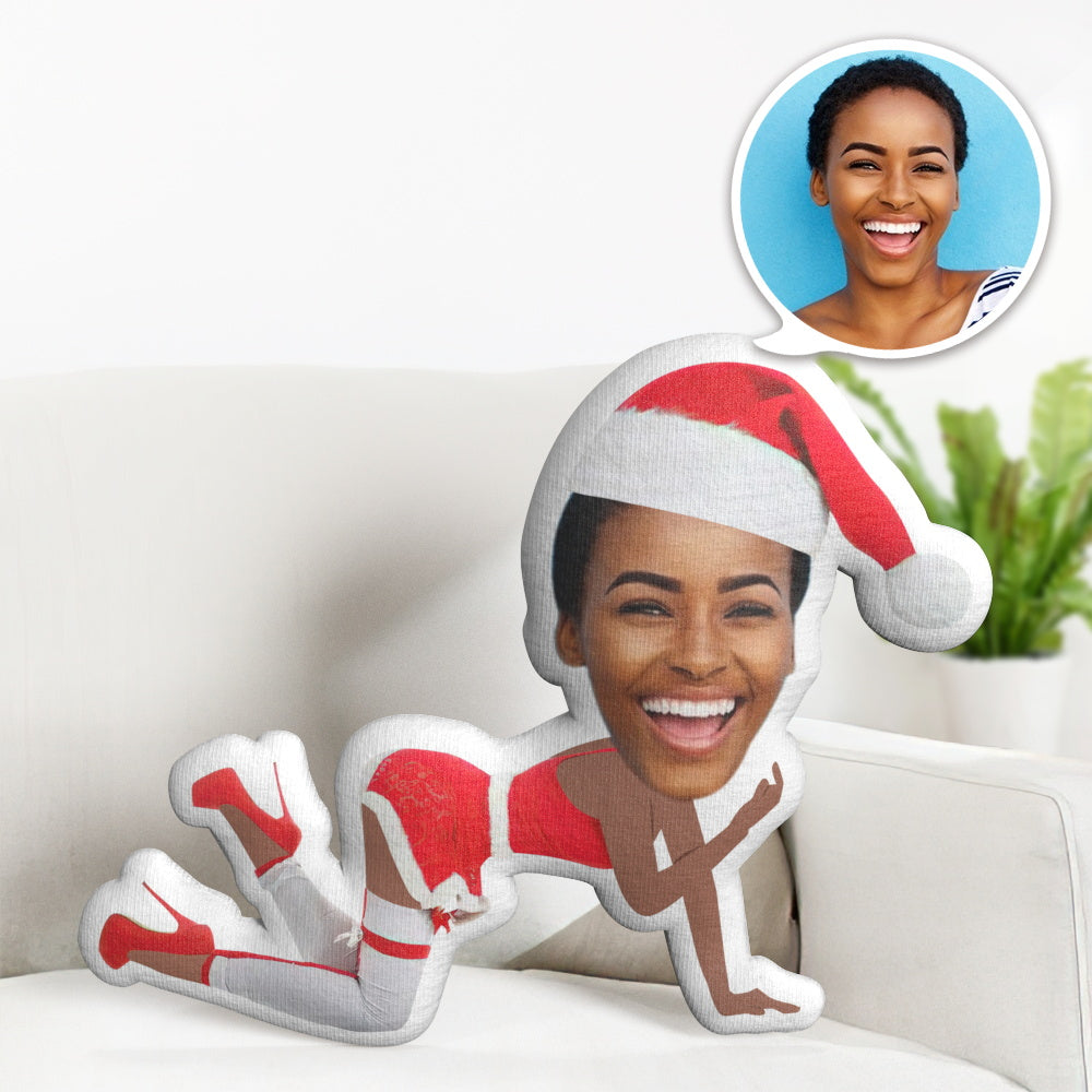 Weihnachtsgeschenk Custom Minime Throw Pillow Personalisiertes Sexy Mädchen Mit Weihnachtsmütze Minime Throw Pillow - MeineFotoTassen