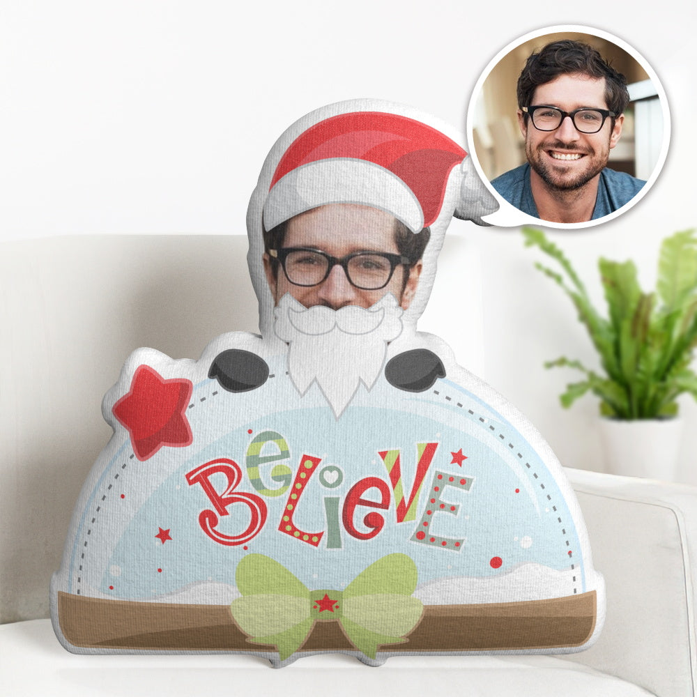 Weihnachtsgeschenk Personalisiertes Gesichtskissen Believe In Santa Claus Christmas Minime Doll - MeineFotoTassen