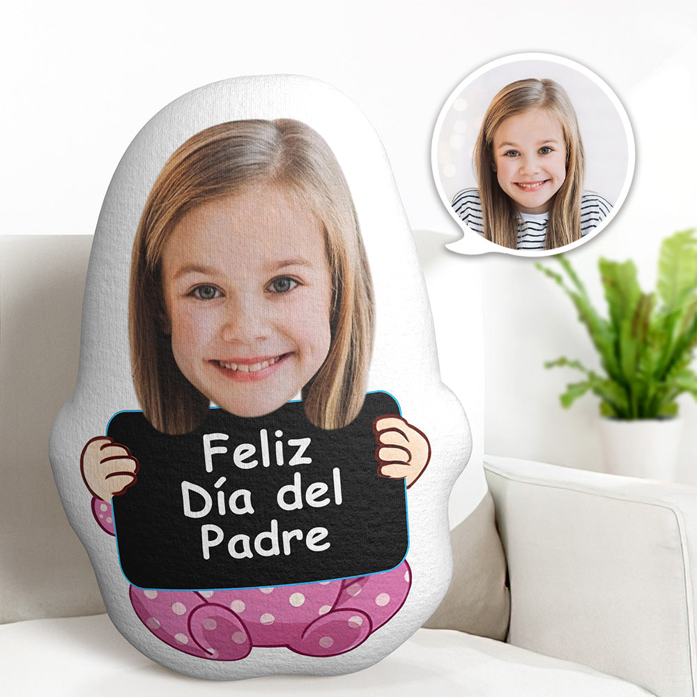Benutzerdefiniertes Gesichtskissen, Personalisiertes Fotopuppen-minime-kissen, Feliz Dia Del Padre-geschenke Für Ihn - MeineFotoTassen