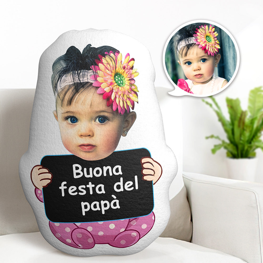 Benutzerdefiniertes Gesichtskissen, Personalisiertes Fotopuppen-minime-kissen, Buona Festa Del Papa, Geschenke Für Ihn - MeineFotoTassen