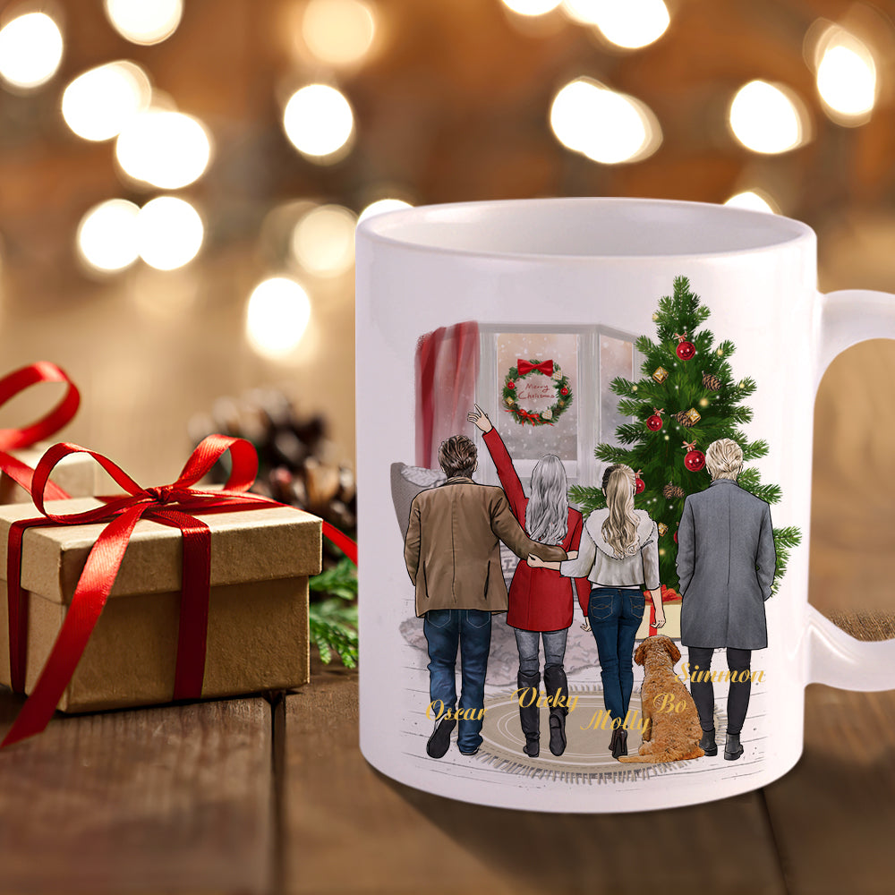 Weihnachtsgeschenk Personalisierte Tasse Familie bis 6 Personen