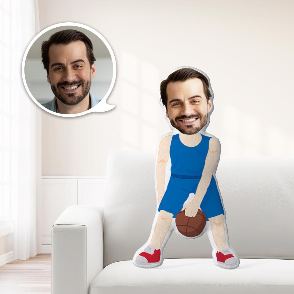 Minime Fotokissen Personalisierte Puppe Blauer Basketballspieler Kuscheltier mit Gesicht