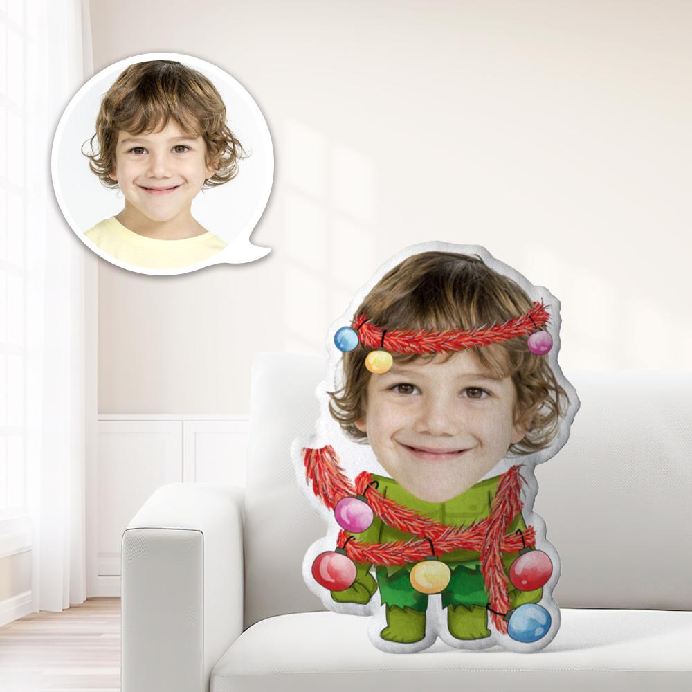 Minime Fotokissen Weihnachtsgeschenk Kissen Puppe mit Gesicht Weihnachtsbaum Elf