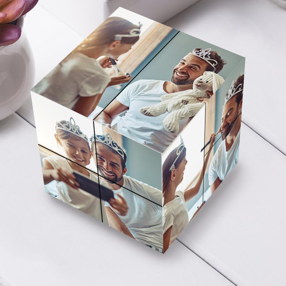 Benutzerdefinierter magischer faltbarer Rubic's Cube Personalisierte 9 Fotos Cube Cube Geschenke für Vater Familie