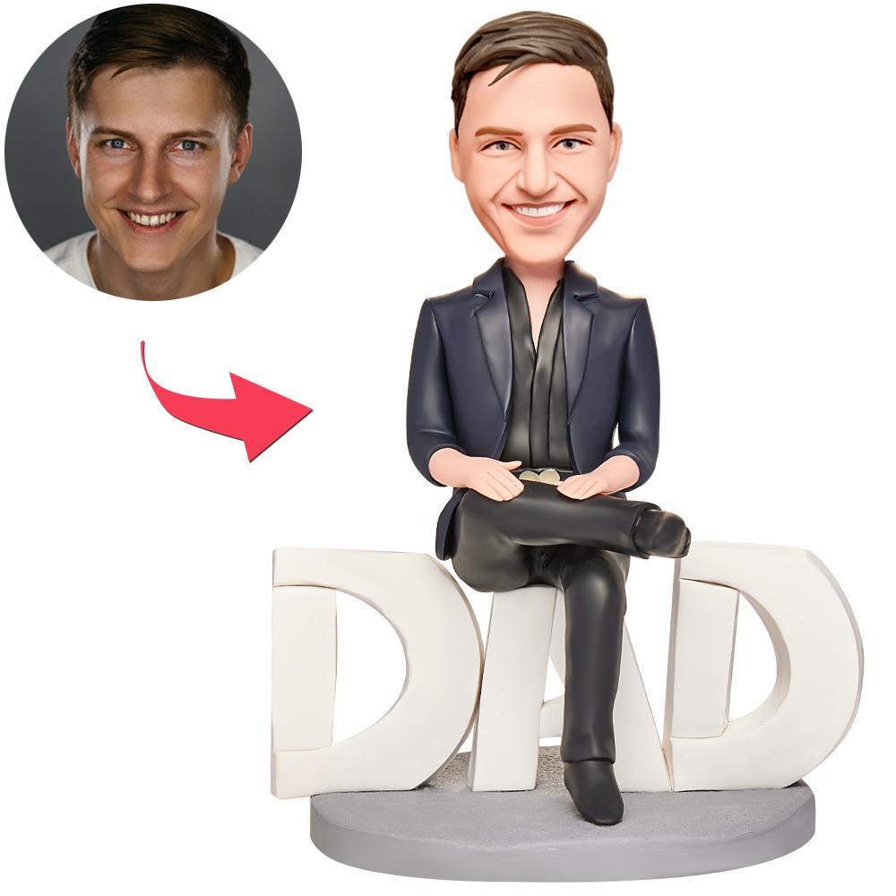 Father's Day Gift Domineering Dad Custom Bobblehead with Engraved Text