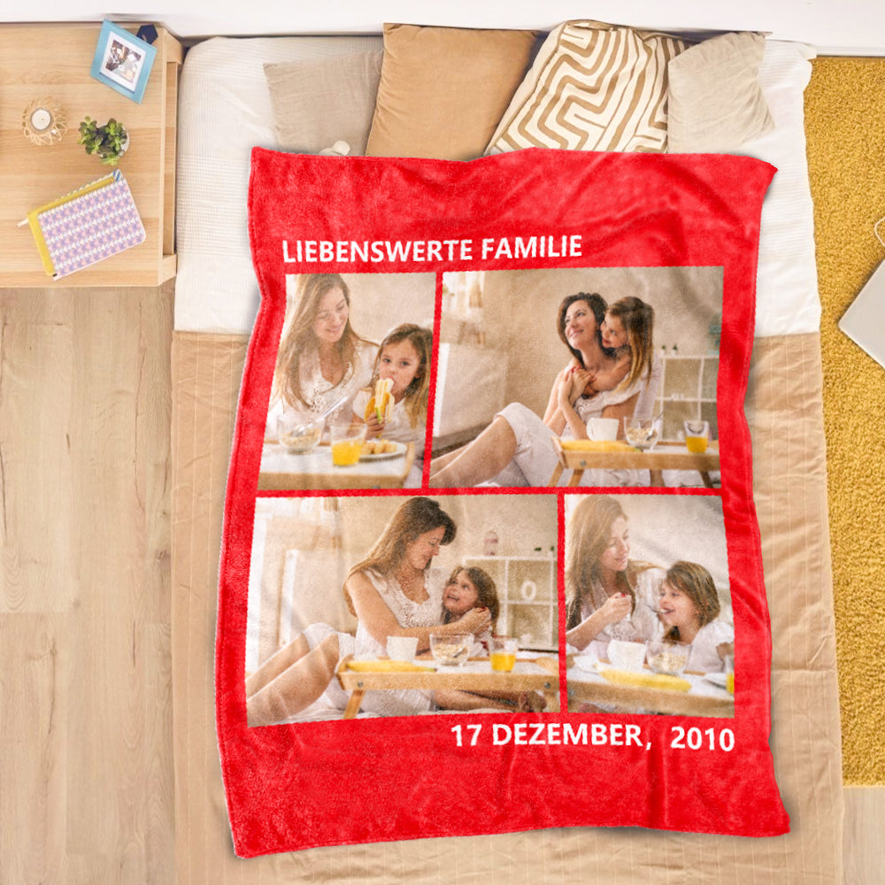 Familienliebe Personalisierte Vlies Foto Decke mit mehrere Fotos Muttertagsgeschenk
