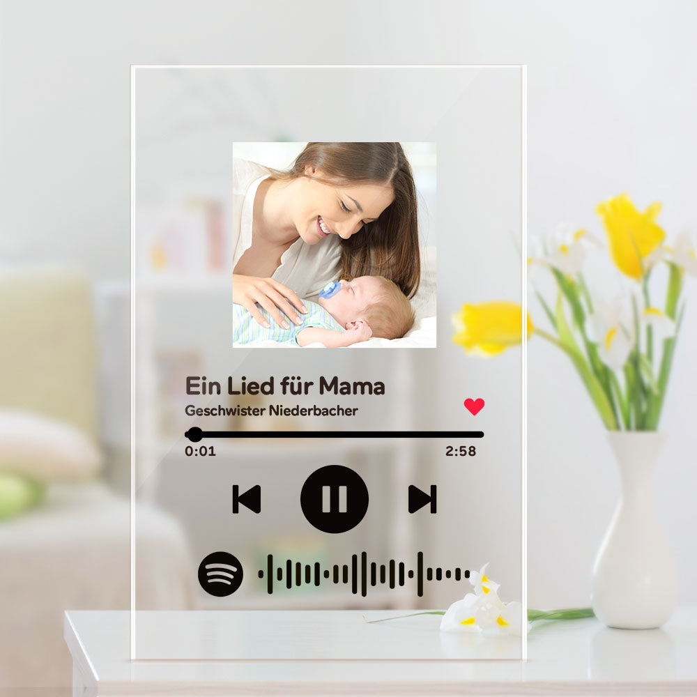 Muttertagsgeschenk Spotify Bilderrahmen Acryl scanbar Spotify Plaque Personalisierter Musikrahmen - 4.7 IN x 6.3 IN