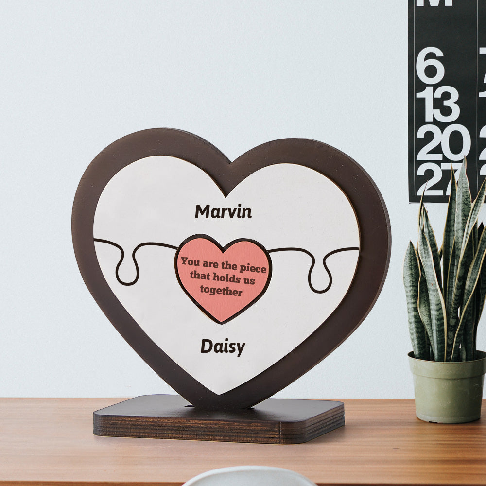 Geschenk Für Mama. Personalisiertes Herz-tischgestell Aus Holz - MeineFotoTassen
