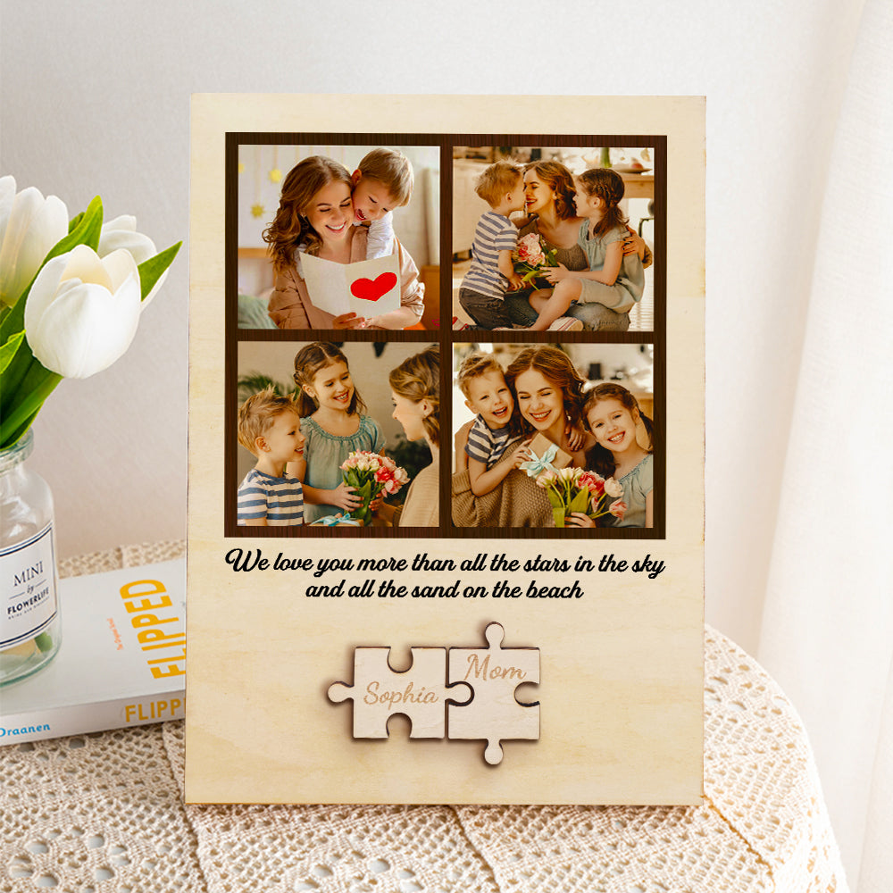 Personalisiertes Foto-puzzle-schild Aus Holz, Individuelles Familienmitglied-schild, Geschenk Für Mama - MeineFotoTassen
