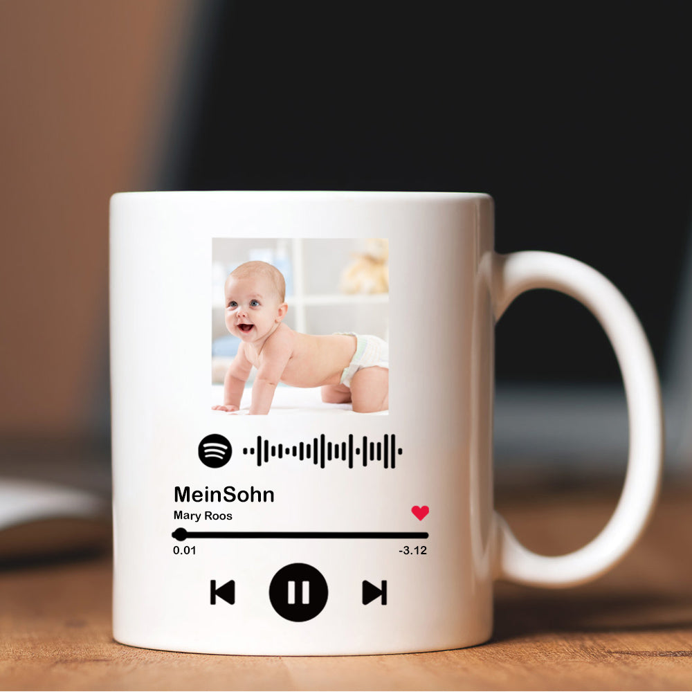 Geschenk für die Familie Spotify Tasse - Album Cover mit Lieblingssong und Spotify Code