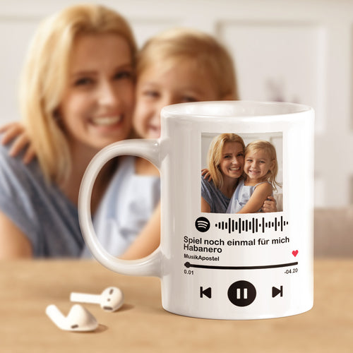 Musik Tassen - Album Cover mit Lieblingssong und Spotify Code Muttertagsgeschenk