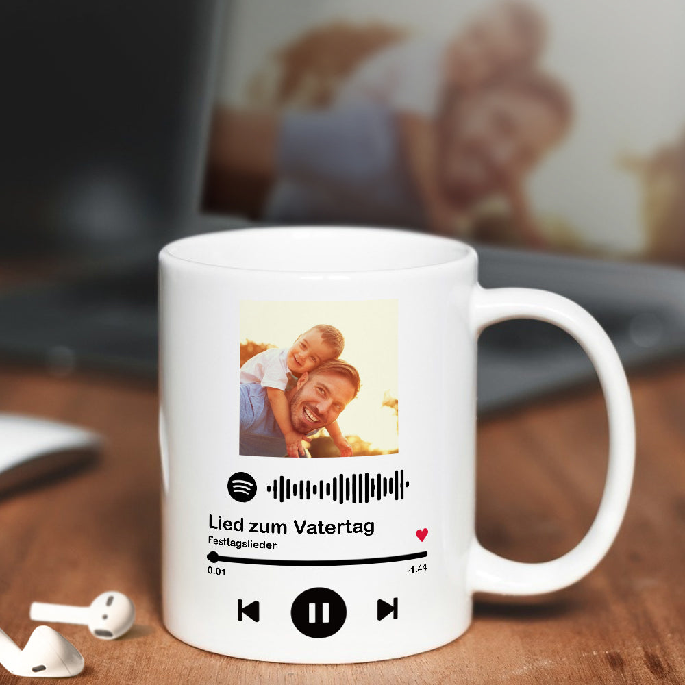 Musik Tassen - Album Cover mit Lieblingssong und Spotify Code Vatertagsgeschenk