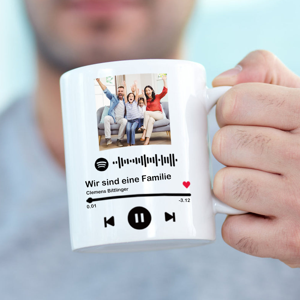 Geschenk für Freund für Freundin Spotify Tasse - Album Cover mit Lieblingssong und Spotify Code
