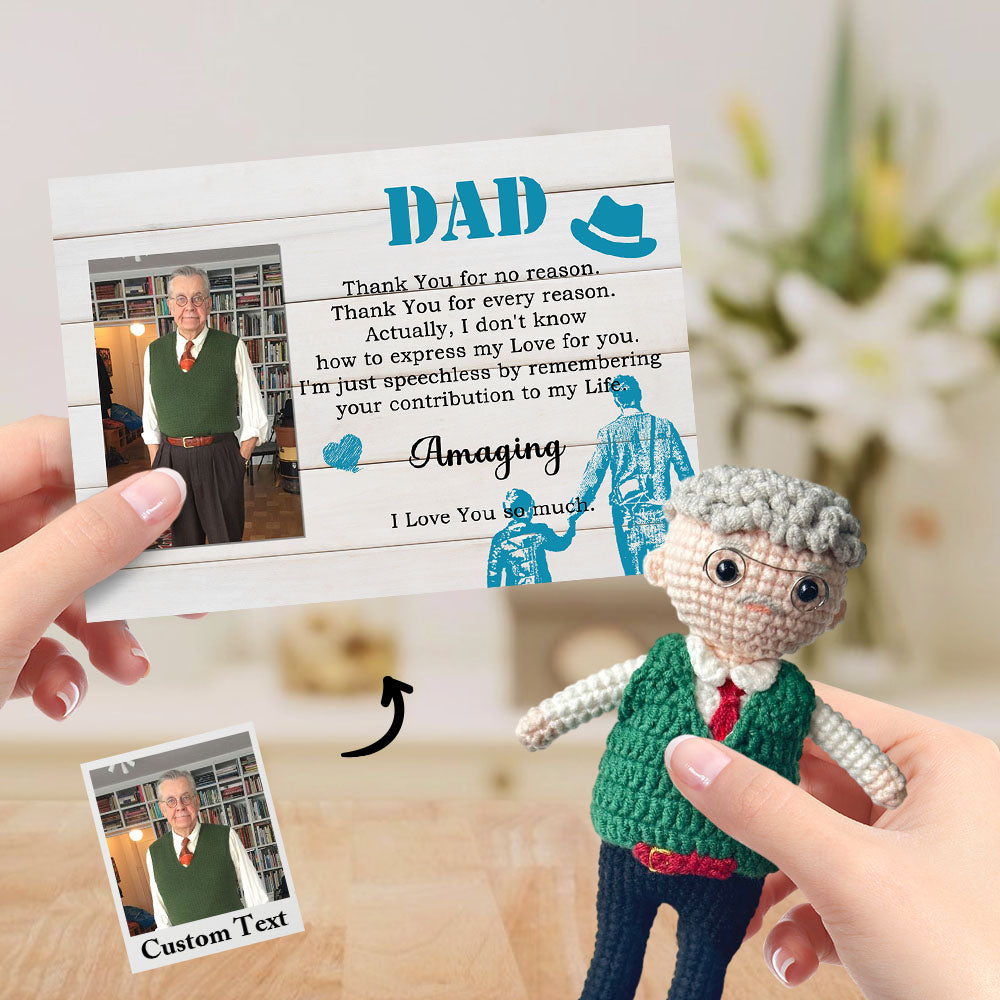 Benutzerdefinierte Häkelpuppe Nach Foto. Handgefertigte, Gleich Aussehende Puppengeschenke Für Papa Mit Personalisierter Namenskarte - MeineFotoTassen