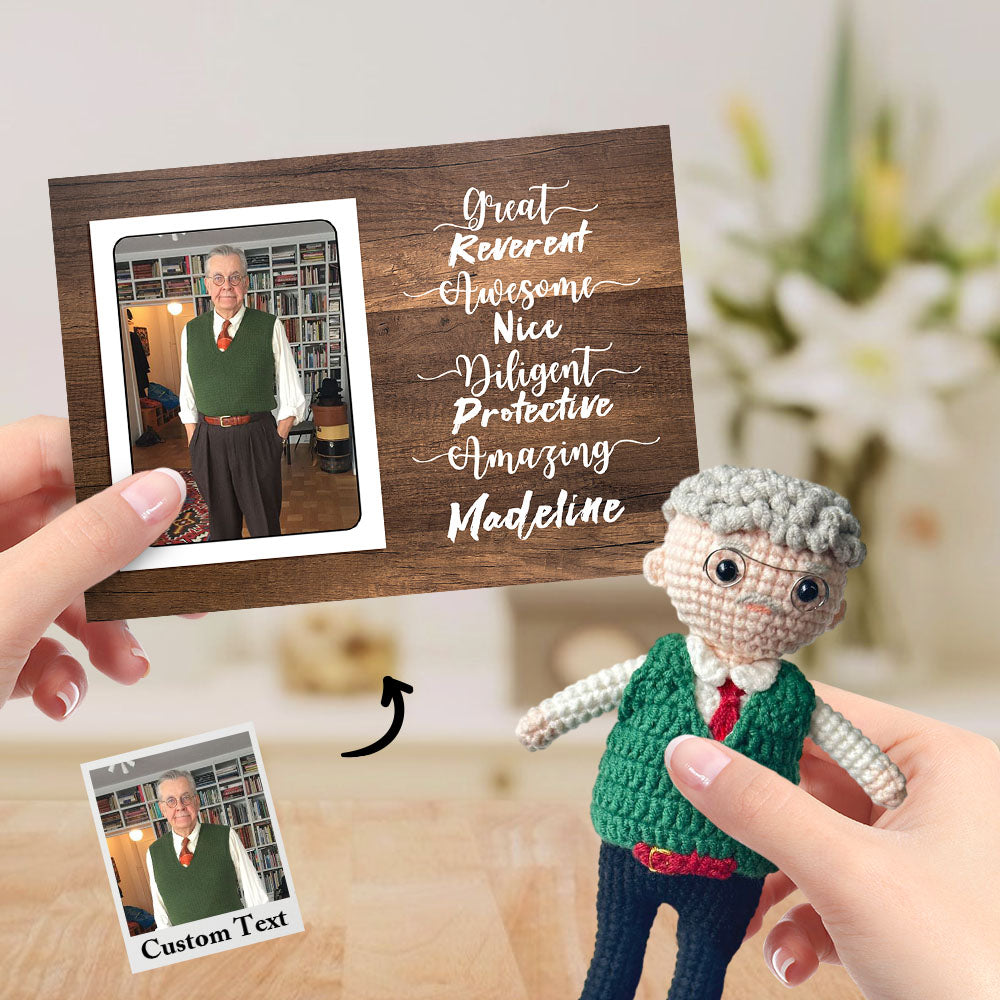 Geschenke Für Opa. Individuelle Häkelpuppe Nach Foto. Handgefertigte, Gleich Aussehende Puppen Mit Personalisierter Namenskarte - MeineFotoTassen