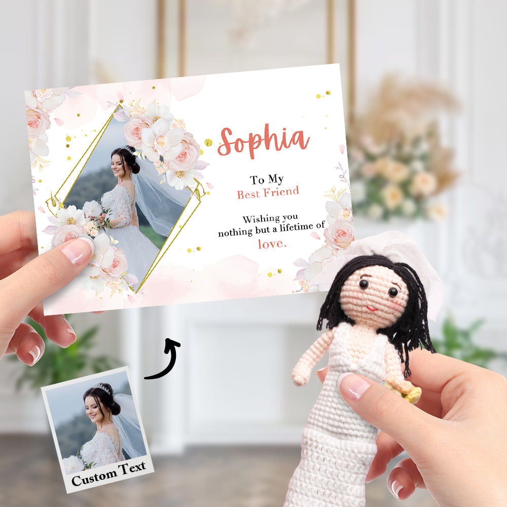Brautparty-geschenk, Individuelle Häkelpuppe Nach Foto, Handgefertigte, Gleich Aussehende Puppen Mit Personalisierter Namenskarte - MeineFotoTassen
