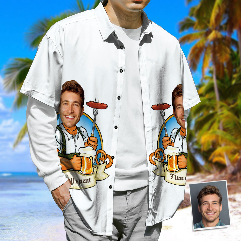 Kundenspezifisches Gesicht Flippiges Hawaiihemd Bier & Junge Personalisierte Hemden