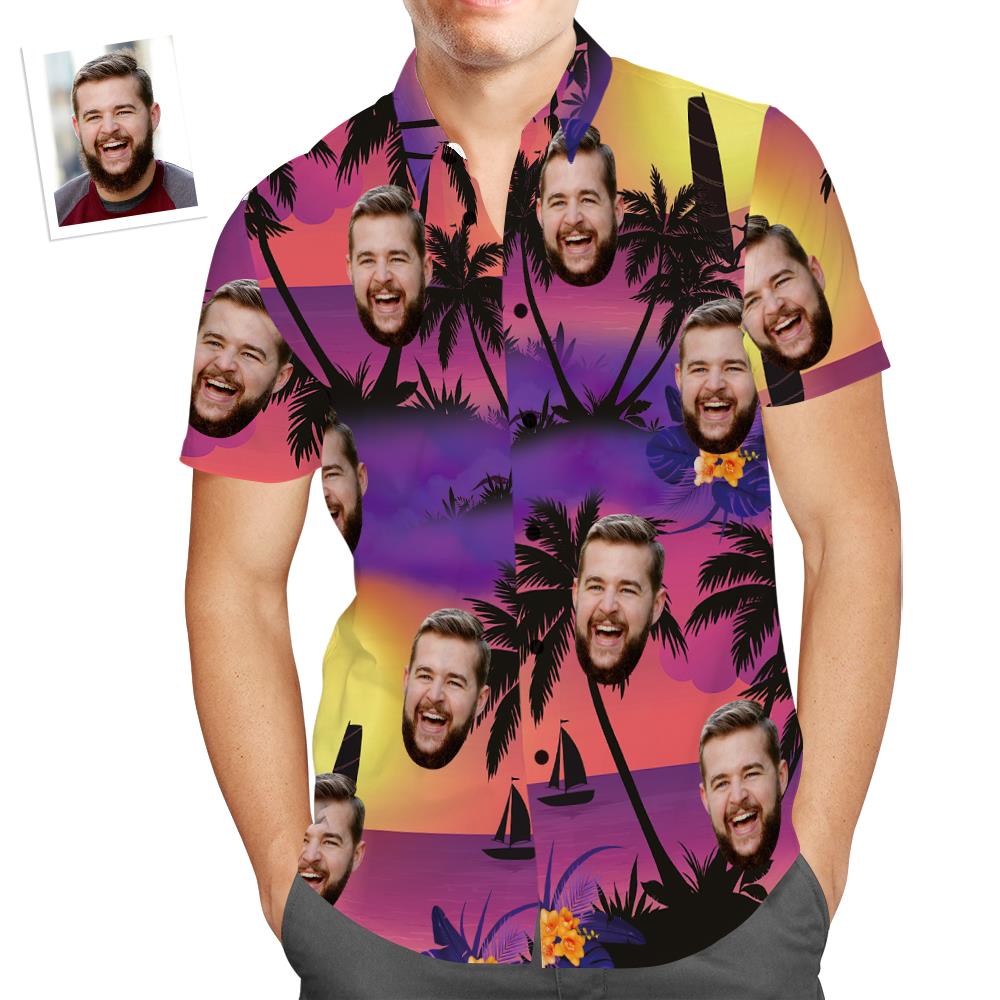 Personalisiertes Gesicht Hawaiihemd Tropisches Aloha Beach Shirt Geschenk für Männer