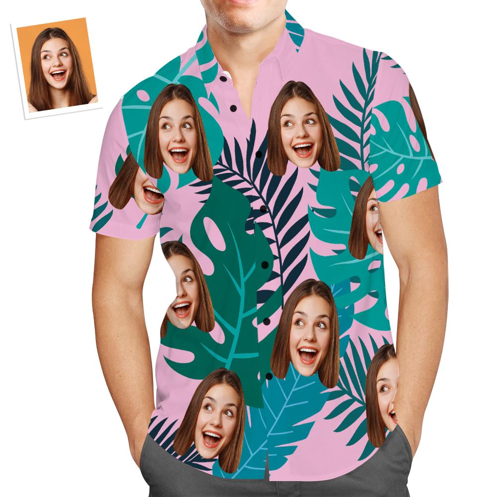 Personalisiertes Gesicht Hawaiihemd Palme Hemden Tropische Strandhemden für Männer