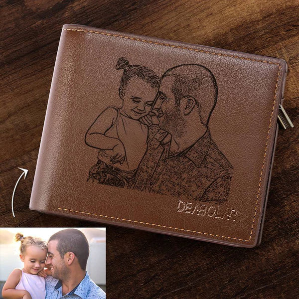Geschenk für Papa Herren Trifold Custom Fotobrieftasche - Braun Vatertagsgeschenk
