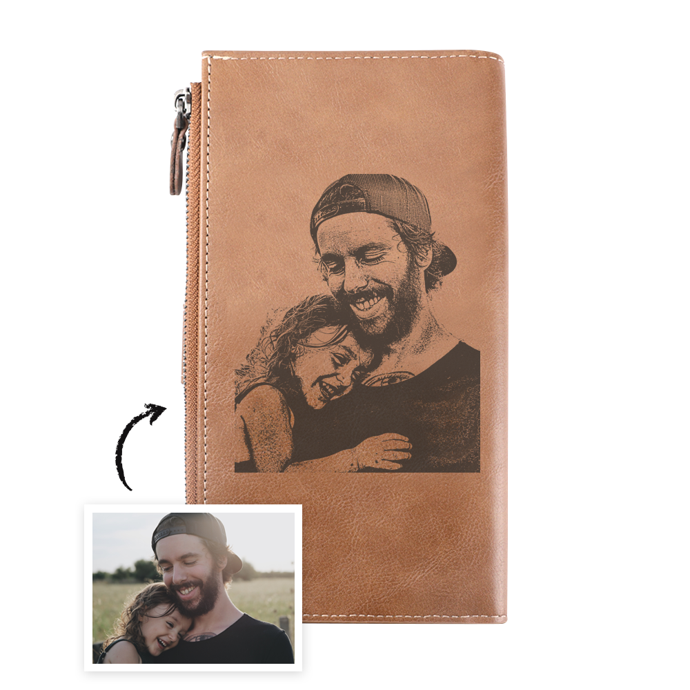 Lange Brieftasche mit zweifach gefaltetem Foto in Braun