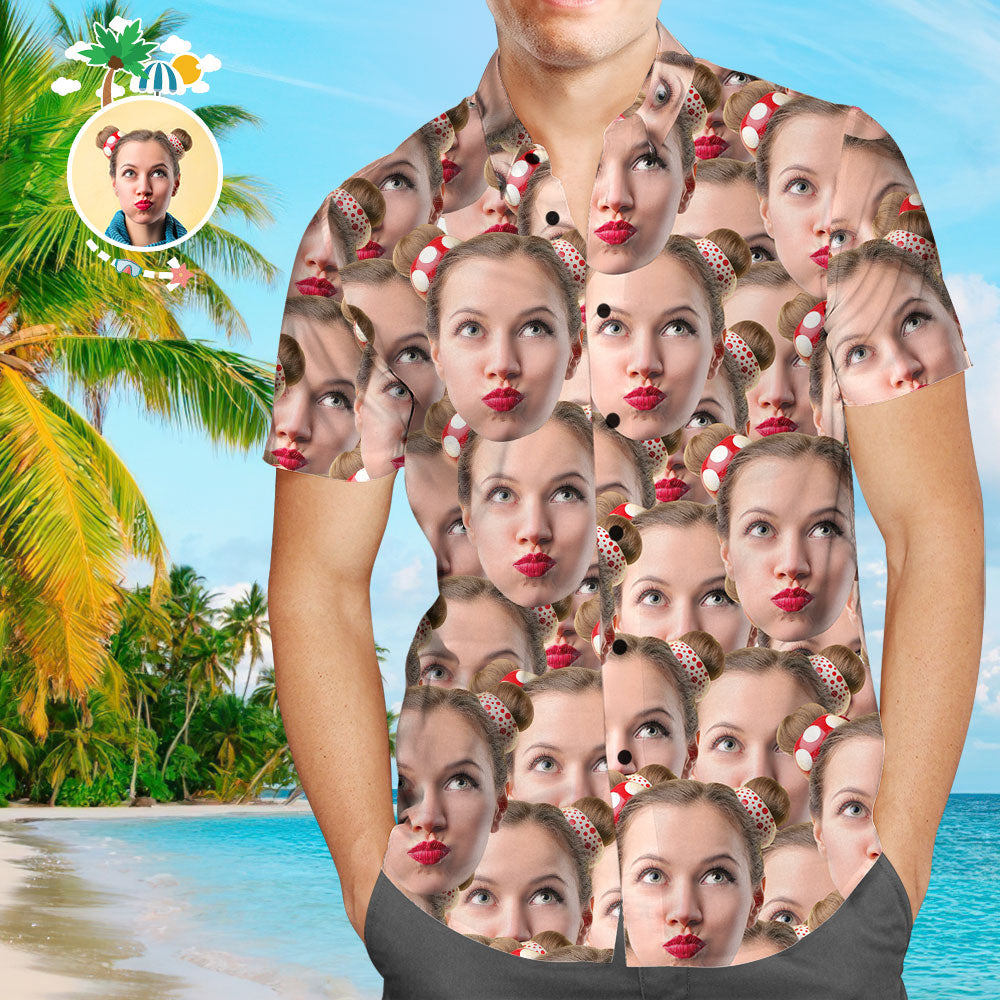 Benutzerdefinierte Freundin Gesicht Männer All Over Print Hawaiihemd