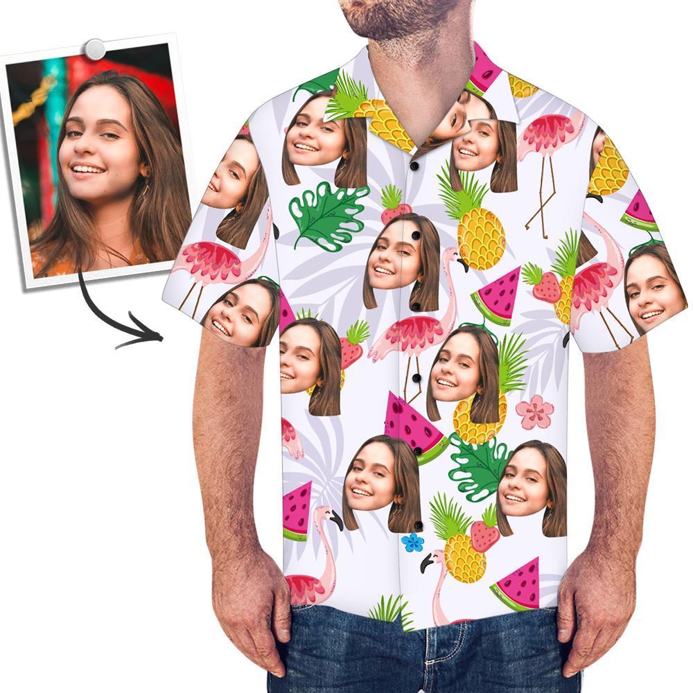 Benutzerdefinierte Freundin Gesicht Hawaiihemd Früchte personalisierte T-Shirt für Ehemann